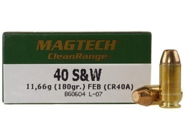 Magtech Clean Range Ammunition 40 S&W 180 Grain Encapsulated Flat Nose Box of 50 For Sale