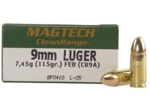 Magtech Clean Range Ammunition 9mm Luger 115 Grain Encapsulated Round Nose Box of 50 For Sale