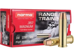 Norma Range & Training Ammunition 357 Magnum 158 Grain Full Metal Jacket For Sale
