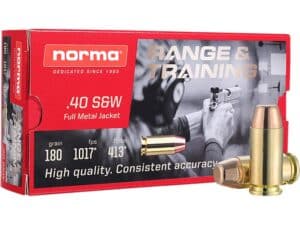 Norma Range & Training Ammunition 40 S&W 180 Grain Full Metal Jacket For Sale