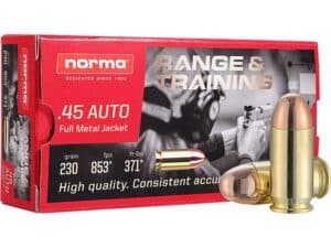 Norma Range & Training Ammunition 45 ACP 230 Grain Full Metal Jacket For Sale