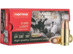 Norma Range & Training Ammunition 9mm Luger 124 Grain Full Metal Jacket For Sale