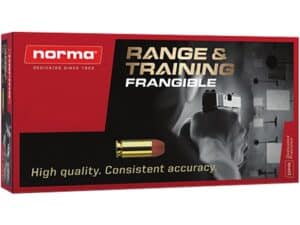 Norma Range & Training Frangible Ammunition 45 ACP 147 Grain Frangible Round Nose Box of 50 For Sale