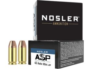 Nosler ASP Ammunition 45 ACP 185 Grain Jacketed Hollow Point For Sale