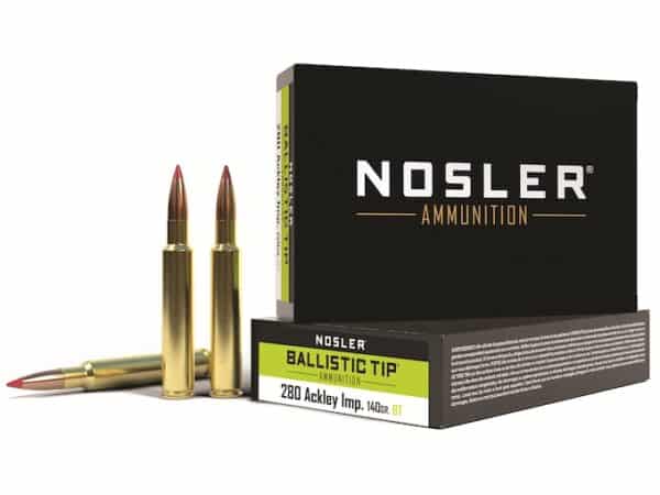 Nosler BT Ammunition 280 Ackley Improved 140 Grain Ballistic Tip Box of 20 For Sale
