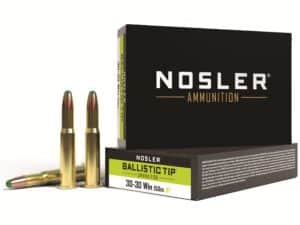 500 Rounds of Nosler BT Ammunition 30-30 Winchester 150 Grain Round Nose Ballistic Tip Box of 20 For Sale