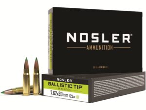 Nosler BT Ammunition 7.62x39mm 123 Grain Ballistic Tip Box of 20 For Sale