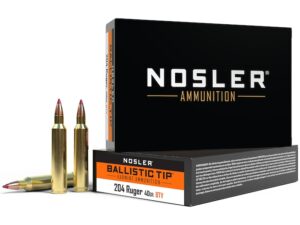 Nosler BT Varmint Ammunition 204 Ruger 40 Grain Ballistic Tip Varmint Box of 20 For Sale