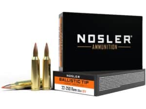 Nosler BT Varmint Ammunition 22-250 Remington 55 Grain Ballistic Tip Varmint Box of 20 For Sale