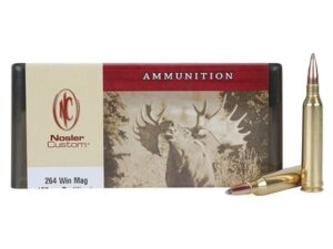500 Rounds of Nosler Custom Ammunition 264 Winchester Magnum 125 Grain Partition Spitzer Box of 20 For Sale