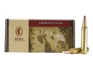 500 Rounds of Nosler Custom Ammunition 338 Remington Ultra Magnum 200 Grain AccuBond Spitzer Box of 20 For Sale