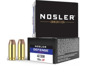Nosler Defense Ammunition 40 S&W 200 Grain Bonded Jacketed Hollow Point Box of 20 For Sale