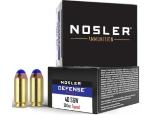 Nosler Defense Ammunition 40 S&W 200 Grain Bonded Tipped Box of 20 For Sale