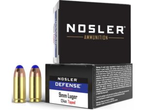 Nosler Defense Ammunition 9mm Luger +P 124 Grain Bonded Tipped Box of 20 For Sale