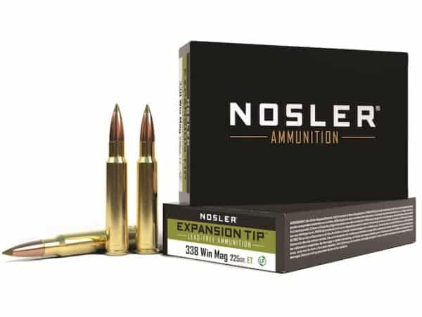 Nosler E-Tip Ammunition 338 Winchester Magnum 225 Grain E-Tip Lead-Free Box of 20 For Sale