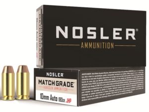 Nosler Match Grade Ammunition 10mm Auto 180 Grain Jacketed Hollow Point For Sale