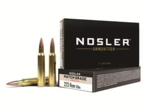 500 Rounds of Nosler Match Grade Ammunition 223 Remington 69 Grain Custom Competition Match Box of 20 For Sale