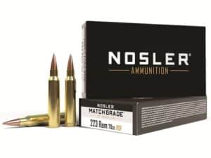 Nosler Match Grade Ammunition 223 Remington 70 Grain RDF Hollow Point Boat Tail Box of 20 For Sale