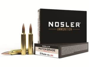 Nosler Match Grade Ammunition 28 Nosler 168 Grain Hollow Point Boat Tail Box of 20 For Sale