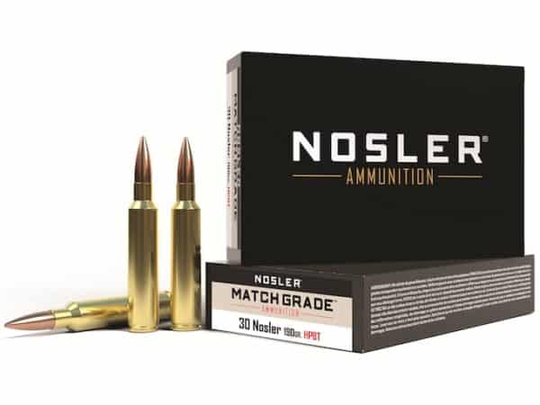 Nosler Match Grade Ammunition 30 Nosler 190 Grain Custom Competition Hollow Point Boat Tail Box of 20 For Sale