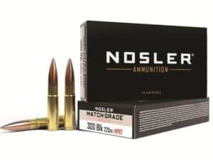 Nosler Match Grade Ammunition 300 AAC Blackout Subsonic 220 Grain Custom Competition Hollow Point Boat Tail Box of 20 For Sale