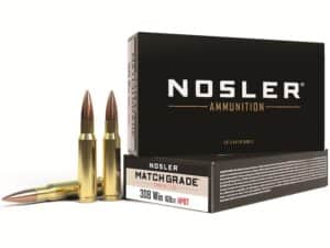 Nosler Match Grade Ammunition 308 Winchester 168 Grain Custom Competition Hollow Point Boat Tail Box of 20 For Sale