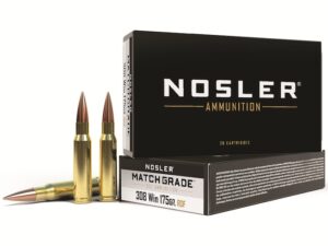 Nosler Match Grade Ammunition 308 Winchester 175 Grain RDF Hollow Point Boat Tail Box of 20 For Sale