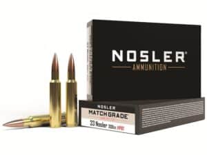 Nosler Match Grade Ammunition 33 Nosler 300 Grain Custom Competition Hollow Point Boat Tail Box of 20 For Sale