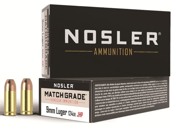 Nosler Match Grade Ammunition 9mm Luger 124 Grain Jacketed Hollow Point For Sale