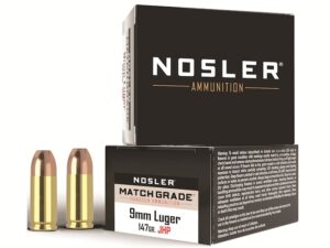 Nosler Match Grade Ammunition 9mm Luger 147 Grain Jacketed Hollow Point For Sale