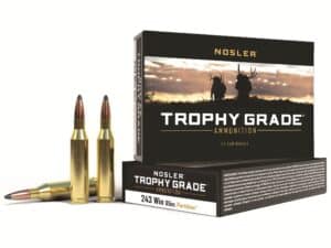 500 Rounds of Nosler Trophy Grade Ammunition 243 Winchester 85 Grain Partition Box of 20 For Sale