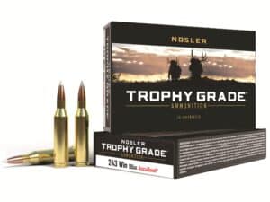 500 Rounds of Nosler Trophy Grade Ammunition 243 Winchester 90 Grain AccuBond Box of 20 For Sale