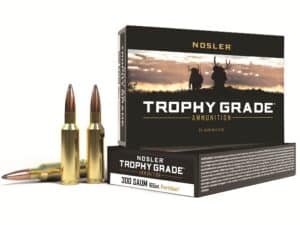 500 Rounds of Nosler Trophy Grade Ammunition 300 Remington Short Action Ultra Magnum 165 Grain Partition Spitzer Box of 20 For Sale