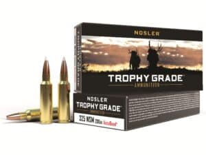 500 Rounds of Nosler Trophy Grade Ammunition 325 Winchester Short Magnum (WSM) 200 Grain AccuBond Box of 20 For Sale