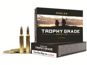 500 Rounds of Nosler Trophy Grade Ammunition 7mm Remington Magnum 140 Grain AccuBond Spitzer Box of 20 For Sale