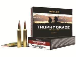 500 Rounds of Nosler Trophy Grade Ammunition 7mm Remington Magnum 168 Grain AccuBond Long Range Box of 20 For Sale