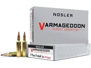 Nosler Varmageddon Ammunition 17 Remington Fireball 20 Grain Polymer Tip Flat Base Box of 20 For Sale
