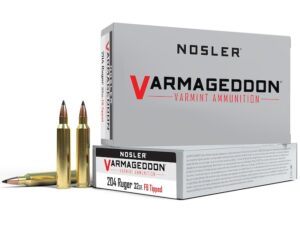 Nosler Varmageddon Ammunition 204 Ruger 32 Grain Tipped Flat Base Box of 20 For Sale