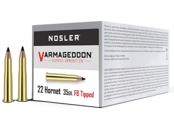 Nosler Varmageddon Ammunition 22 Hornet 35 Grain Tipped Flat Base Box of 50 For Sale