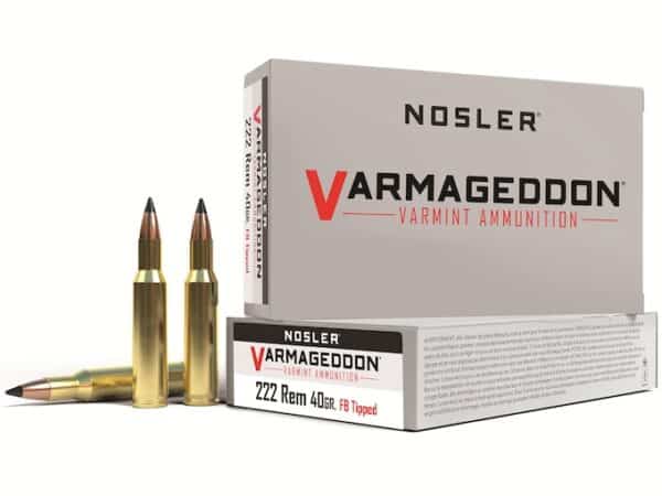 Nosler Varmageddon Ammunition 222 Remington 40 Grain Tipped Flat Base Box of 20 For Sale