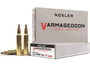 Nosler Varmageddon Ammunition 223 Remington 53 Grain Polymer Tip Flat Base Box of 20 For Sale