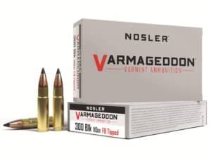 Nosler Varmageddon Ammunition 300 AAC Blackout 110 Grain Polymer Tip Flat Base Box of 20 For Sale