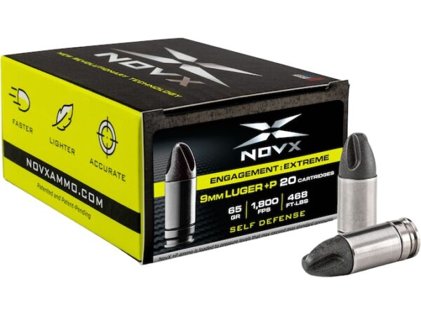 NovX Engagement Extreme Self-Defense Ammunition 9mm Luger +P 65 Grain Fluted Lead-Free For Sale