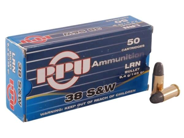 Prvi Partizan Ammunition 38 S&W 145 Grain Lead Round Nose Box of 50 For Sale