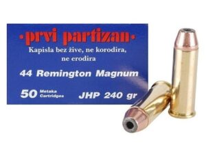 Prvi Partizan Ammunition 44 Remington Magnum 240 Grain Jacketed Hollow Point Box of 50 For Sale