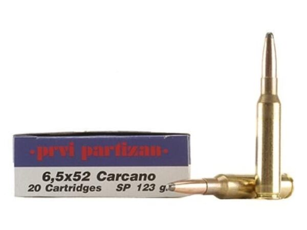Prvi Partizan Ammunition 6.5x52mm Mannlicher-Carcano 123 Grain Soft Point Box of 20 For Sale