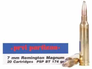 Prvi Partizan Ammunition 7mm Remington Magnum 174 Grain Pointed Soft Point Box of 20