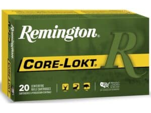 Remington Core-Lokt Ammunition 338 Remington Ultra Magnum 250 Grain Pointed Soft Point Box of 20 For Sale