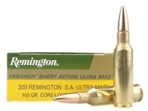 Remington Core-Lokt Ammunition 300 Remington Short Action Ultra Magnum 165 Grain Core-Lokt Pointed Soft Point Box of 20 For Sale
