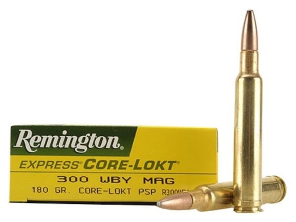 Remington Core-Lokt Ammunition 300 Weatherby Magnum 180 Grain Core-Lokt Pointed Soft Point Box of 20 For Sale